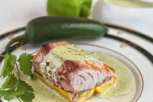 The Lima and Coriander Salsa served on salmon